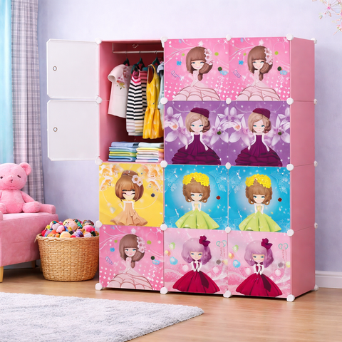 KriShyam® Portable Closet Wardrobe Cube Wardrobe for Hanging Clothes, Modular Cabinet for Space Saving, Ideal Storage Organizer Cube for Books, Toys, Towels (4/8/12 Box Barbie)