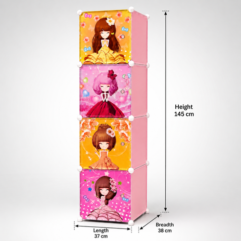 KriShyam® Portable Closet Wardrobe Cube Wardrobe for Hanging Clothes, Modular Cabinet for Space Saving, Ideal Storage Organizer Cube for Books, Toys, Towels (4/8/12 Box Barbie)