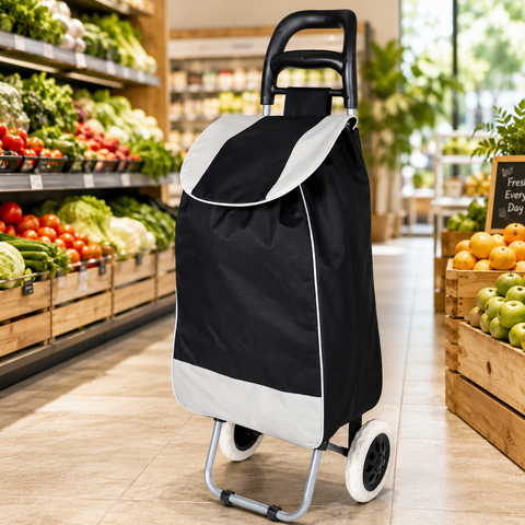 KriShyam® Folding Essential Shopping Trolley-Luggage-Bag-with-2 wheels (Navy Blue & Black )