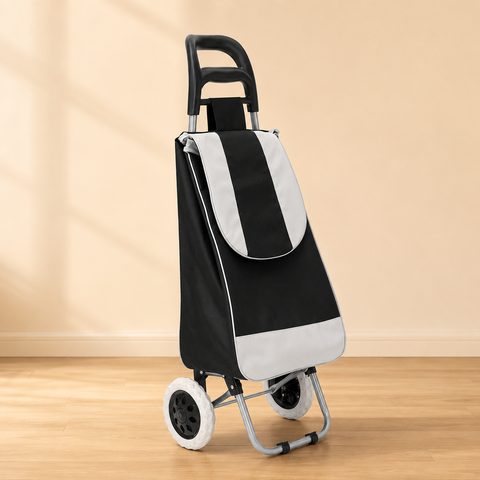 KriShyam® Folding Essential Shopping Trolley-Luggage-Bag-with-2 wheels (Navy Blue & Black )