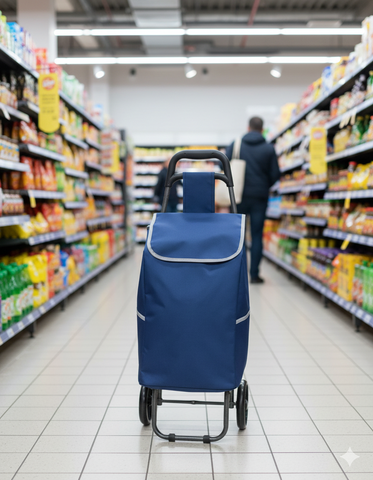 KriShyam® Shopping Cart Shopping Carry Shopping Trolley, Removable Bag, Folding Shopping Cart with Wheels Large and Lightweight Shopping Trolley