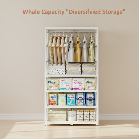 KRISHYAM® Kids Storage Cabinet with Drawers & Cupboard | Multi-Purpose Plastic Wardrobe Organizer for Nursery & Kids Room | Toy, Clothes & Accessories Storage