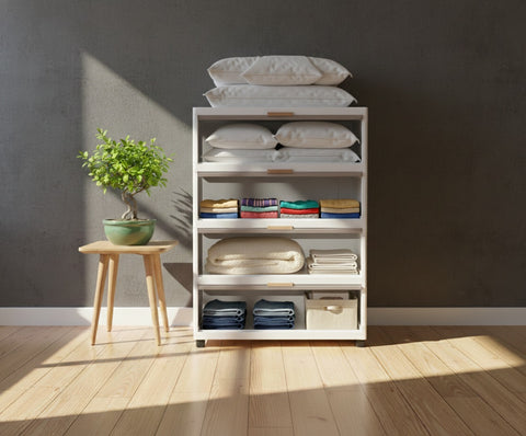 KRISHYAM® Modular Plastic Storage Cabinet with Translucent Doors & Wheels | Multi-Tier Clothes & Utility Organizer | Dustproof Freestanding Wardrobe (4 Layer - 4 Door (White))