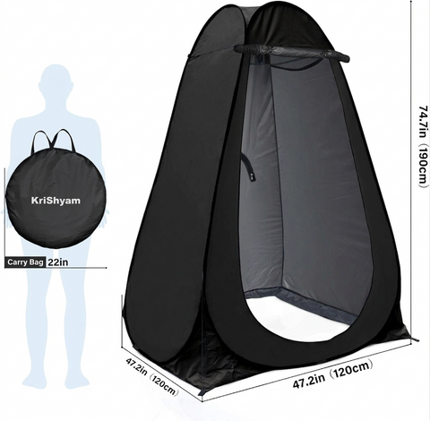 KRISHYAM® Portable Pop-Up Changing Tent, Privacy Shower for Camping & Outdoor Use, Instant Foldable Toilet with Carry Bag, Lightweight Dressing Room Shelter (Blue,Black)