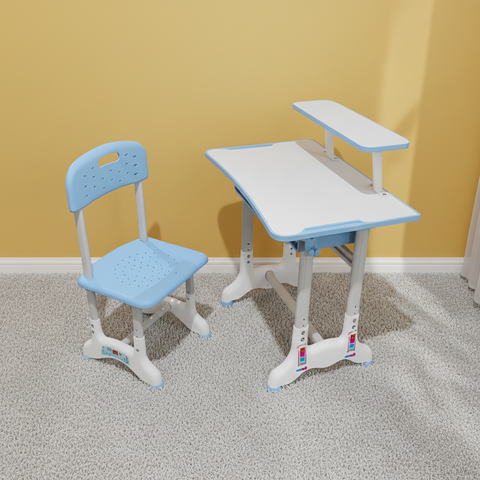 KriShyam ® Height Adjustable Kids Study Table & Chair Set with Book Stand Plastic Desk Chair (Finish Color - Blue & White (C25), DIY(Do-It-Yourself))