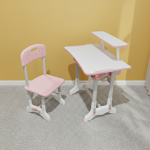 KriShyam ® Height Adjustable Kids Study Table & Chair Set with Book Stand Plastic Desk Chair (Finish Color - Pink & White (C25), DIY(Do-It-Yourself))
