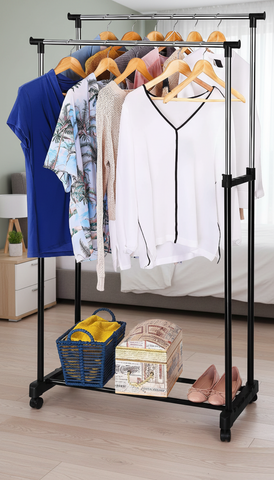 KriShyam® Stainless Steel Aluminum Floor Cloth Dryer Stand Double-Pole, Adjustable & Portable Clothes Hanger/Laundry Rack Hanger/Shoe Rack Garment Drying Rack With Rolling Wheels (1 Tier)