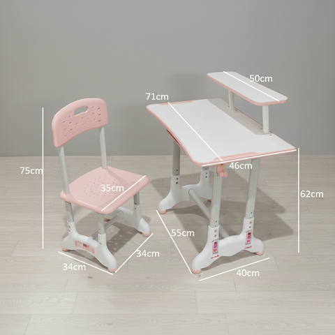 KriShyam ® Height Adjustable Kids Study Table & Chair Set with Book Stand Plastic Desk Chair (Finish Color - Pink & White (C25), DIY(Do-It-Yourself))