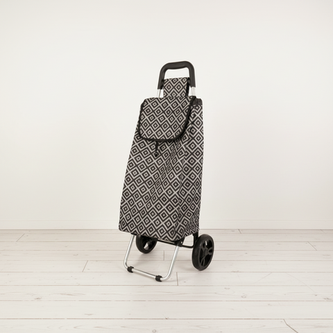 KriShyam® Foldable Shopping Trolley cart Shopping Trolley Bag and Removable Bag with Handle and 2 Wheels for Groceries,Fruits & Vegetables cart/Basket (2 Wheel White Print)