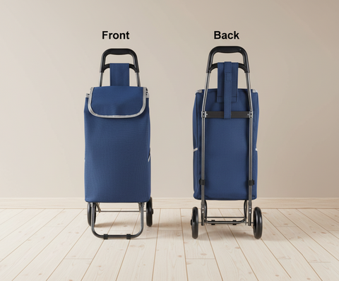 KriShyam® Shopping Cart Shopping Carry Shopping Trolley, Removable Bag, Folding Shopping Cart with Wheels Large and Lightweight Shopping Trolley