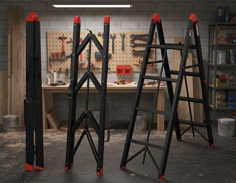 KRISHYAM® Premium Foldable Multipurpose Step Ladder for Home & Office | Heavy-Duty Aluminium Alloy Folding with Anti-Slip Steps & Safety Lock