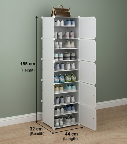 Krishyam® Portable Shoe Rack Organizer, Plastic Cube Storage 20 Pair Tower 10 Steps Plastic Shoe Rack (10 Shelves, DIY(Do-It-Yourself))
