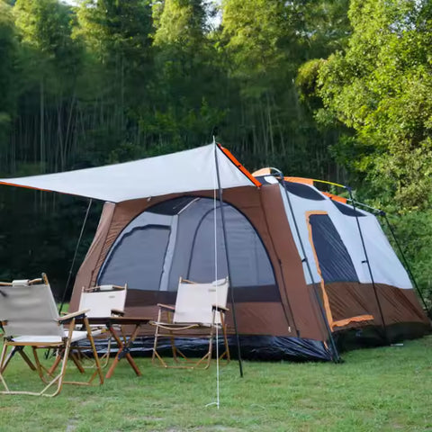 KriShyam® 5-12 Person Camping Tent for Adults Waterproof Largest Camping Family Tents Easy Setup Beach Outdoor Dome Camping Tent for Outdoor,Picnic,Camping,Family Gathering (Coffee, L-380*260*190cm)