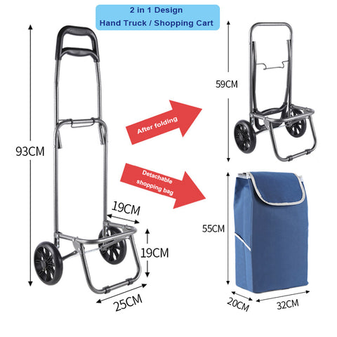 KriShyam® Shopping Cart Shopping Carry Shopping Trolley, Removable Bag, Folding Shopping Cart with Wheels Large and Lightweight Shopping Trolley