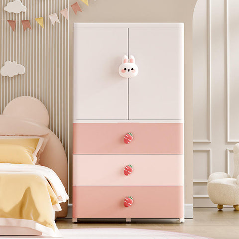 KRISHYAM® Kids Storage Cabinet with Drawers & Cupboard | Multi-Purpose Plastic Wardrobe Organizer for Nursery & Kids Room | Toy, Clothes & Accessories Storage