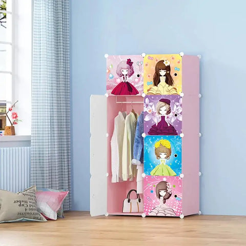 KriShyam® Portable Closet Wardrobe Cube Wardrobe for Hanging Clothes, Modular Cabinet for Space Saving, Ideal Storage Organizer Cube for Books, Toys, Towels (4/8/12 Box Barbie)
