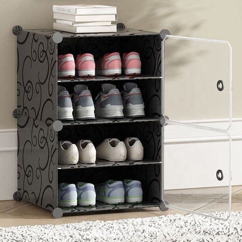 KRISHYAM® Portable Shoe Rack Organizer -2 Door 8 Pair Shoe Rack For Entryway Shelf Storage