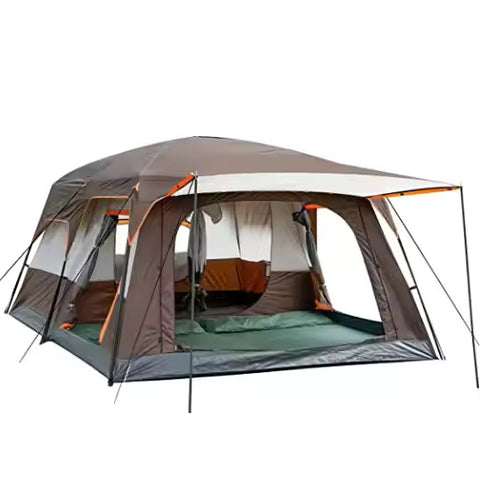 KriShyam® 5-9 Person Camping Tent for Adults Waterproof Largest Camping Family Tents Easy Setup Beach Outdoor Dome Camping Tent for Outdoor,Picnic,Camping,Family Gathering (Coffee, M-320*210*185cm)