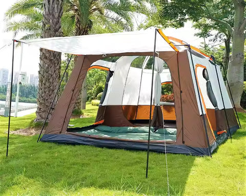 KriShyam® 5-9 Person Camping Tent for Adults Waterproof Largest Camping Family Tents Easy Setup Beach Outdoor Dome Camping Tent for Outdoor,Picnic,Camping,Family Gathering (Coffee, M-320*210*185cm)