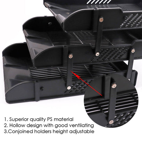 KRISHYAM ® 3 Tier Plastic Document Tray for Office | Desk File Organizer Rack | A4 Paper Holder | Multi-Layer Stackable File Storage Stand for Home & Office (DESK ORGANISER (BLACK,Blue)