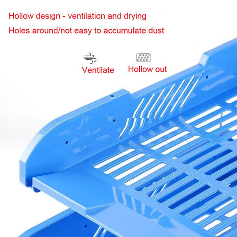 KRISHYAM ® 3 Tier Plastic Document Tray for Office | Desk File Organizer Rack | A4 Paper Holder | Multi-Layer Stackable File Storage Stand for Home & Office (DESK ORGANISER (BLACK,Blue)