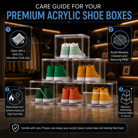 KRISHYAM® Stackable Shoe Storage Box Organizer, Front Open Transparent Sneaker Display Box, Foldable Plastic Shoe Rack for Men & Women, Dustproof Shoe Boxes (Set of 6, Crystal Clear)