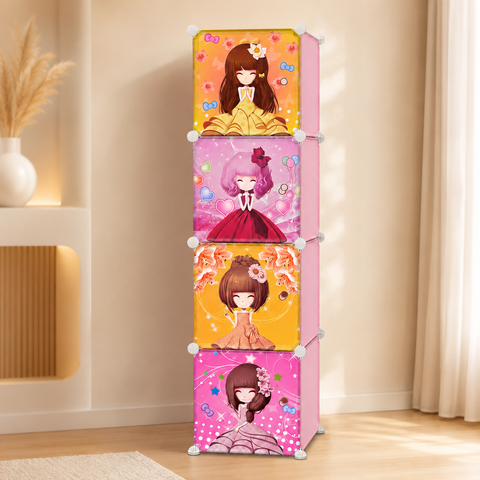KriShyam® Portable Closet Wardrobe Cube Wardrobe for Hanging Clothes, Modular Cabinet for Space Saving, Ideal Storage Organizer Cube for Books, Toys, Towels (4/8/12 Box Barbie)