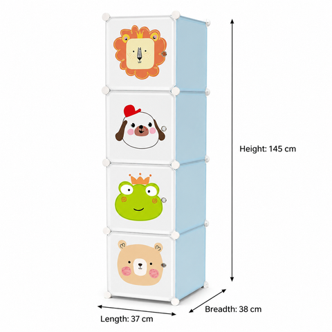 KriShyam® Portable Closet Wardrobe Cube Wardrobe for Hanging Clothes, Modular Cabinet for Space Saving, Ideal Storage Organizer Cube for Books, Toys, Towels (4 Box Pink, Green, Blue, Tower)