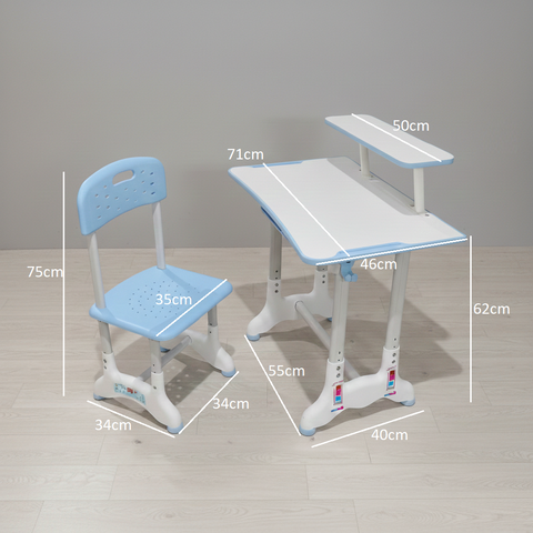 KriShyam ® Height Adjustable Kids Study Table & Chair Set with Book Stand Plastic Desk Chair (Finish Color - Blue & White (C25), DIY(Do-It-Yourself))