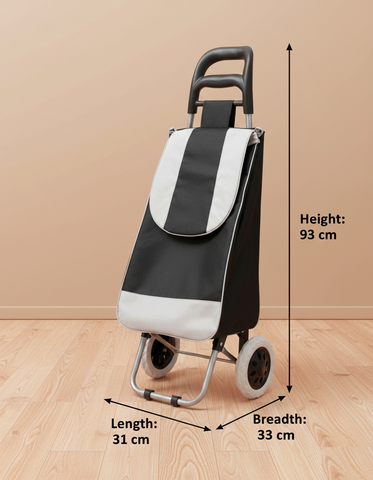 KriShyam® Folding Essential Shopping Trolley-Luggage-Bag-with-2 wheels (Navy Blue & Black )