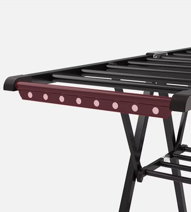 KriShyam® Clothes Drying Rack,Foldable 3-Level Laundry Drying Rack,Free-Standing Rack with Height-Adjustable Wings 22 Drying Rails,with Shoe Holder with 4 Wheels,Grey