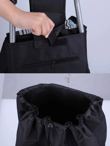 KriShyam® Folding Shopping Cart for Supermarket Large Capacity 2 Wheel Black Shopping Trolley Lightweight Shopping Trolley Bags (2 Wheel Black Plain)