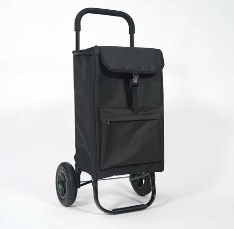 KriShyam® Folding Shopping Cart for Supermarket Large Capacity 2 Wheel Black Shopping Trolley Lightweight Shopping Trolley Bags (2 Wheel Black Plain)