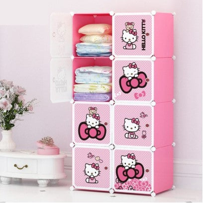 KriShyam ® 8 Door Plastic Sheet Wardrobe Storage Rack Closest Organizer for Clothes Kids Living Room Bedroom Small Accessories/bookcase/toys