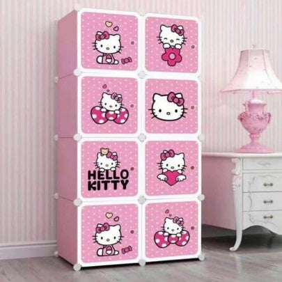 KriShyam ® 8 Door Plastic Sheet Wardrobe Storage Rack Closest Organizer for Clothes Kids Living Room Bedroom Small Accessories/bookcase/toys