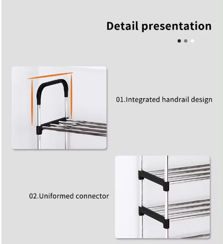 KriShyam® Stainless Steel Shoe Rack l 5 Layer Space-Saving and Rust-Resistant