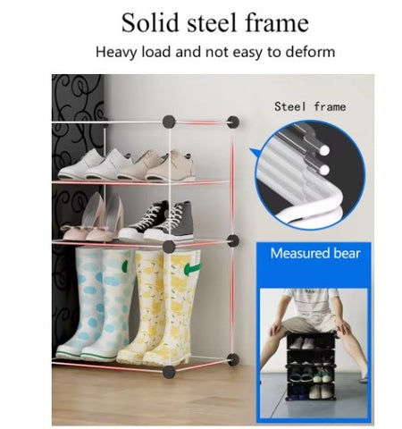 KRISHYAM® Portable Shoe Rack Organizer -2 Door 8 Pair Shoe Rack For Entryway Shelf Storage