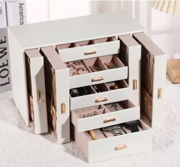 KRISHYAM® Large Jewelry Box for Women Jewelry Organizer Case with 9 Drawers for Necklaces Earrings Rings Gift Jewelry Storage Space Saving (grey, Pink, Red, White)