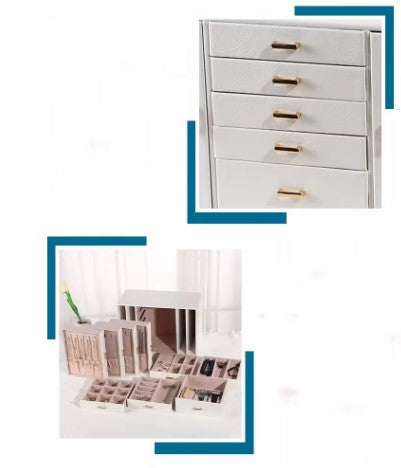 KRISHYAM® Large Jewelry Box for Women Jewelry Organizer Case with 9 Drawers for Necklaces Earrings Rings Gift Jewelry Storage Space Saving (grey, Pink, Red, White)