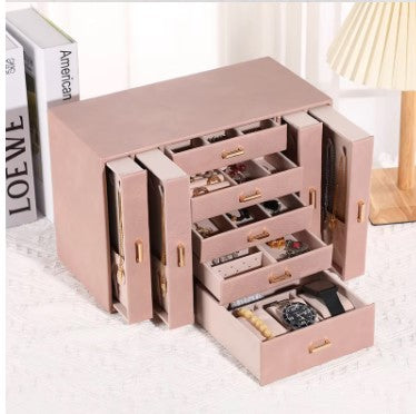 KRISHYAM® Large Jewelry Box for Women Jewelry Organizer Case with 9 Drawers for Necklaces Earrings Rings Gift Jewelry Storage Space Saving (grey, Pink, Red, White)