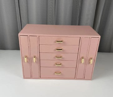 KRISHYAM® Large Jewelry Box for Women Jewelry Organizer Case with 9 Drawers for Necklaces Earrings Rings Gift Jewelry Storage Space Saving (grey, Pink, Red, White)