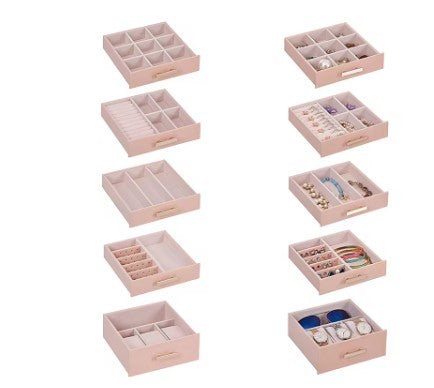 KRISHYAM® Large Jewelry Box for Women Jewelry Organizer Case with 9 Drawers for Necklaces Earrings Rings Gift Jewelry Storage Space Saving (grey, Pink, Red, White)