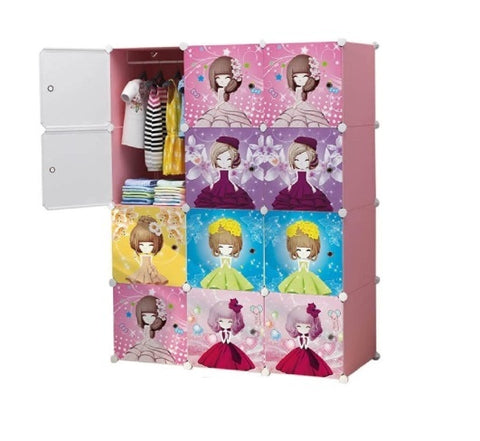 KriShyam® Portable Closet Wardrobe Cube Wardrobe for Hanging Clothes, Modular Cabinet for Space Saving, Ideal Storage Organizer Cube for Books, Toys, Towels (4/8/12 Box Barbie)