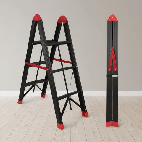 KRISHYAM® Premium Foldable Multipurpose Step Ladder for Home & Office | Heavy-Duty Aluminium Alloy Folding with Anti-Slip Steps & Safety Lock