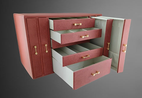 KRISHYAM® Large Jewelry Box for Women Jewelry Organizer Case with 9 Drawers for Necklaces Earrings Rings Gift Jewelry Storage Space Saving (grey, Pink, Red, White)