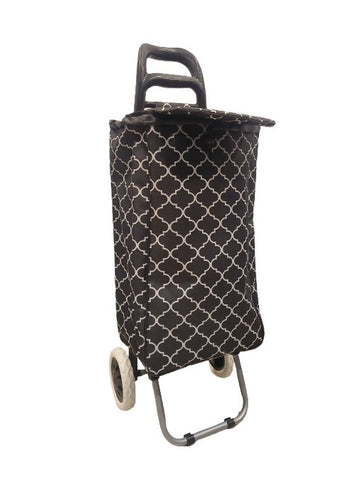 KriShyam® Foldable Shopping Trolley cart Shopping Trolley Bag and Removable Bag with Handle and 2 Wheels for Groceries,Fruits & Vegetables cart/Basket (2 Wheel Black Print)