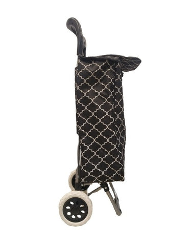 KriShyam® Foldable Shopping Trolley cart Shopping Trolley Bag and Removable Bag with Handle and 2 Wheels for Groceries,Fruits & Vegetables cart/Basket (2 Wheel Black Print)