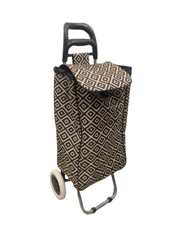 KriShyam® Foldable Shopping Trolley cart Shopping Trolley Bag and Removable Bag with Handle and 2 Wheels for Groceries,Fruits & Vegetables cart/Basket (2 Wheel White Print)