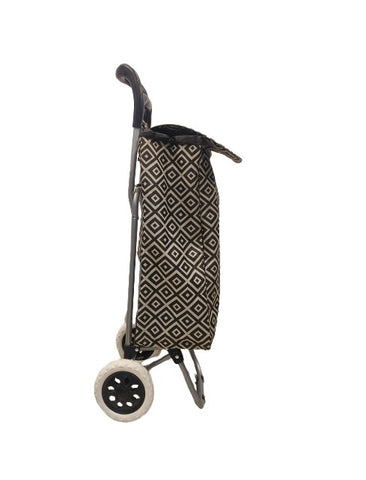 KriShyam® Foldable Shopping Trolley cart Shopping Trolley Bag and Removable Bag with Handle and 2 Wheels for Groceries,Fruits & Vegetables cart/Basket (2 Wheel White Print)