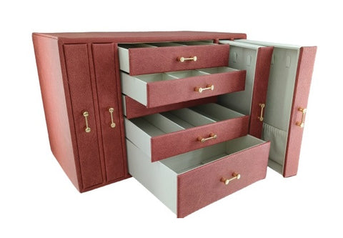 KRISHYAM® Large Jewelry Box for Women Jewelry Organizer Case with 9 Drawers for Necklaces Earrings Rings Gift Jewelry Storage Space Saving (grey, Pink, Red, White)